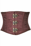 Daisy Corsets Top Drawer Brown Brocade Steel Boned Mini Cincher w/Clasps - Daisy Corsets