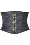 Top Drawer Black Brocade Steel Boned Mini Cincher w/Clasps - Daisy Corsets