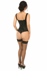 Daisy Corsets Top Drawer White Satin w/Black Lace Overlay Steel Boned Corset w/Straps - Daisy Corsets