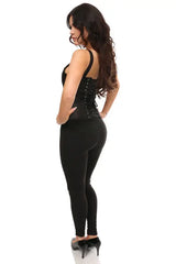 Daisy Corsets Top Drawer Black Satin & Green Sequin Steel Boned Corset w/Straps - Daisy Corsets - Flyclothing LLC