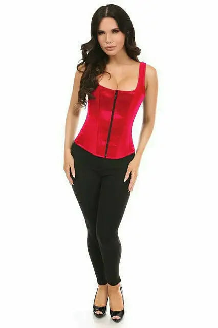 Daisy Corsets Top Drawer Red Satin Steel Boned Corset w/Straps - Daisy Corsets - Flyclothing LLC