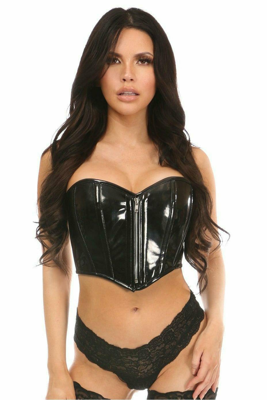Daisy Corsets Top Drawer Black Patent Bustier Top w/Zipper - Daisy Corsets