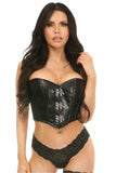 Daisy Corsets Top Drawer Black Faux Leather Bustier Top w/Clasp - Daisy Corsets