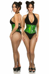 Daisy Corsets Top Drawer Green Holo Steel Boned Mini Cincher - Daisy Corsets