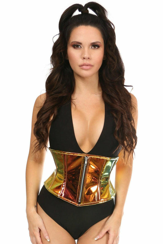Daisy Corsets Top Drawer Sunset Holo Steel Boned Mini Cincher - Daisy Corsets