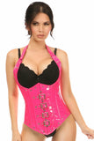 Top Drawer Steel Boned Hot Pink Patent PVC Vinyl Underbust Corset Top - Daisy Corsets