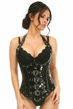 Daisy Corsets Top Drawer Steel Boned Black Patent PVC Vinyl Underbust Corset Top - Daisy Corsets