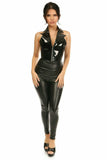 Daisy Corsets Top Drawer Black Patent Steel Boned Collared Bustier Top - Daisy Corsets