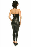 Daisy Corsets Top Drawer Black Faux Leather Steel Boned Collared Bustier Top - Daisy Corsets
