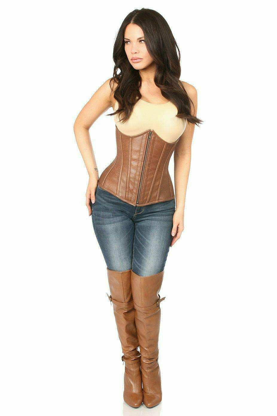Daisy Corsets Top Drawer Faux Leather Underbust Corset - Daisy Corsets - Flyclothing LLC