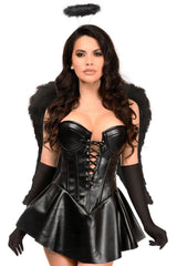 Daisy Corsets Top Drawer 4 PC Faux Leather Dark Angel Corset Dress Costume