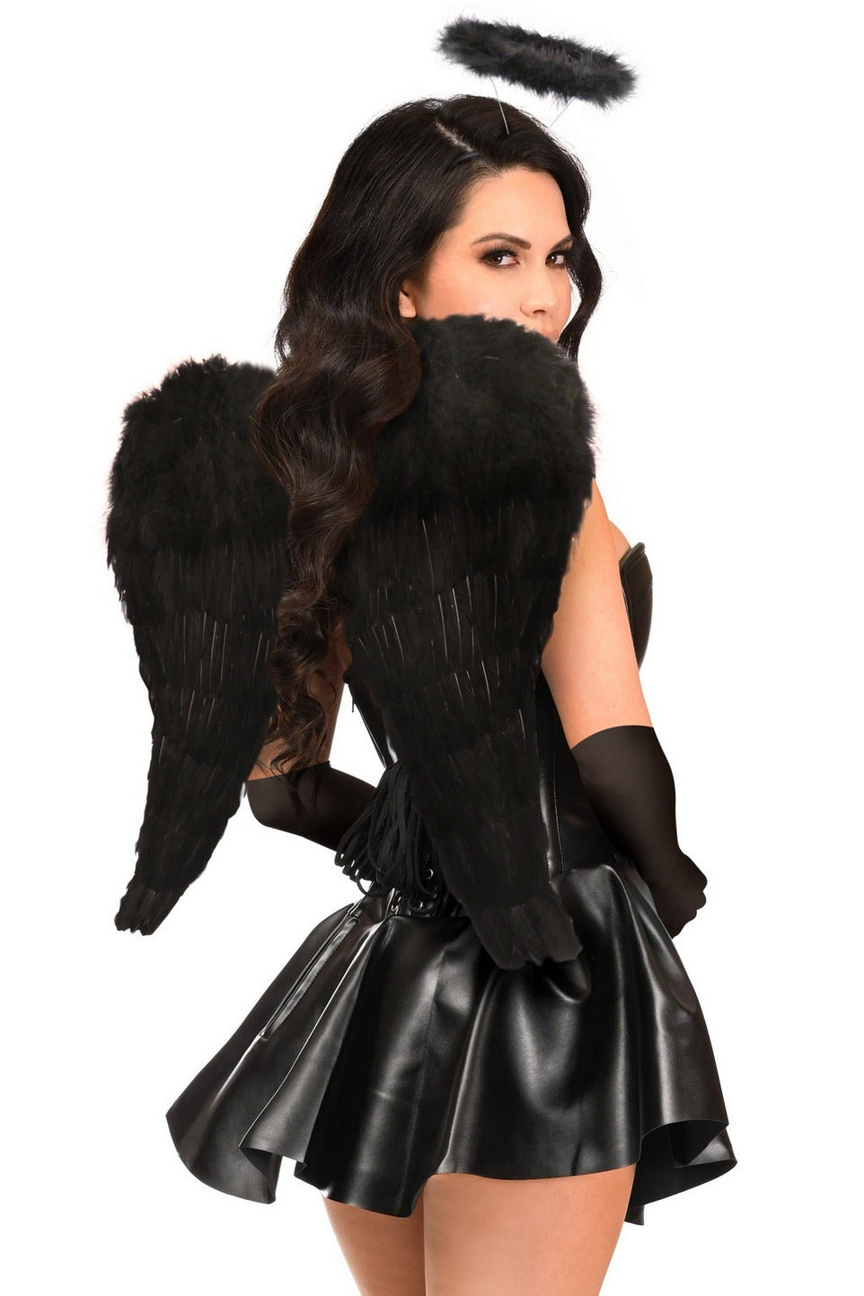 Daisy Corsets Top Drawer 4 PC Faux Leather Dark Angel Corset Dress Costume