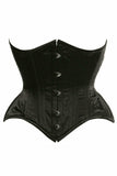 Daisy Corsets Top Drawer Black Satin Double Steel Boned Curvy Cut Waist Cincher Corset - Daisy Corsets