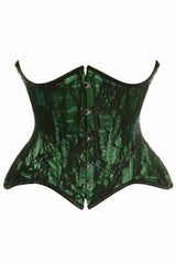 Daisy Corsets Top Drawer Green w/Black Lace Double Steel Boned Curvy Cut Waist Cincher Corset