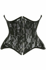 Daisy Corsets Top Drawer White w/Black Lace Double Steel Boned Curvy Cut Waist Cincher Corset - Daisy Corsets - Flyclothing LLC