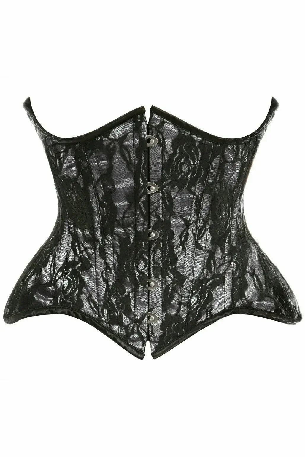 Daisy Corsets Top Drawer White w/Black Lace Double Steel Boned Curvy Cut Waist Cincher Corset - Daisy Corsets - Flyclothing LLC