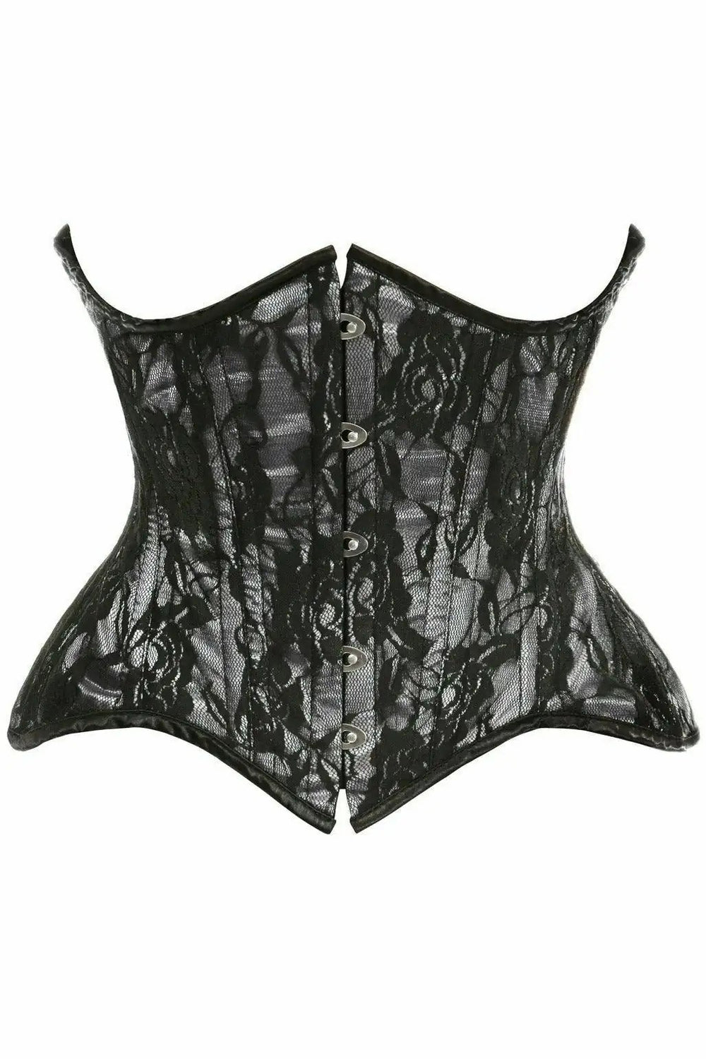 Daisy Corsets Top Drawer White w/Black Lace Double Steel Boned Curvy Cut Waist Cincher Corset - Daisy Corsets