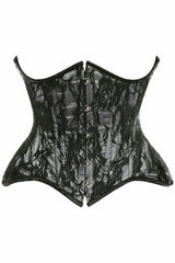 Daisy Corsets Top Drawer White w/Black Lace Double Steel Boned Curvy Cut Waist Cincher Corset - Daisy Corsets