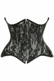 Top Drawer White w/Black Lace Double Steel Boned Curvy Cut Waist Cincher Corset - Daisy Corsets