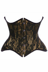 Daisy Corsets Top Drawer Beige w/Black Lace Double Steel Boned Curvy Cut Waist Cincher Corset