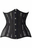 Daisy Corsets Top Drawer Black Fishnet Double Steel Boned Curvy Cut Waist Cincher Corset - Daisy Corsets