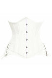 Daisy Corsets Top Drawer White Satin Double Steel Boned Curvy Cut Waist Cincher Corset w/Lace-Up Sides - Daisy Corsets