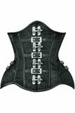 Daisy Corsets Top Drawer Black Brocade Steel Boned Underbust Corset w/Buckles - Daisy Corsets
