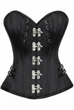 Daisy Corsets Top Drawer Black Satin Steel Boned Overbust Corset w/Buckles - Daisy Corsets
