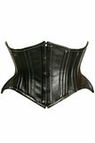 Daisy Corsets Top Drawer Black Faux Leather Double Steel Boned Curvy Cut Waist Cincher - Daisy Corsets