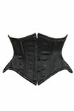 Daisy Corsets Top Drawer Black Satin Double Steel Boned Curvy Cut Waist Cincher - Daisy Corsets