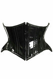 Daisy Corsets Top Drawer Black Patent PVC Vinyl Double Steel Boned Curvy Cut Waist Cincher - Daisy Corsets