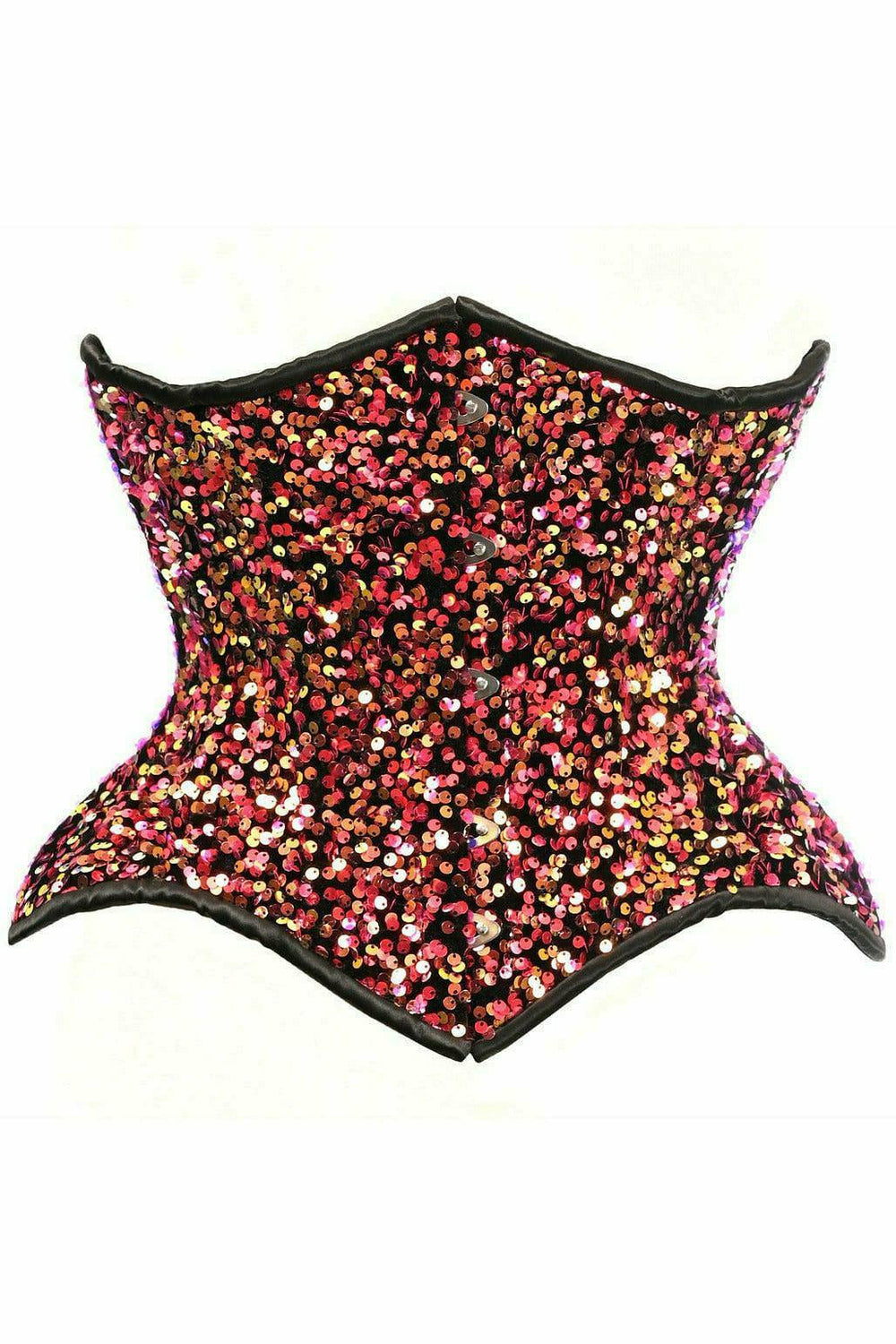 Daisy Corsets Top Drawer Multi Pink Sequin Curvy Cut Waist Cincher Corset - Daisy Corsets