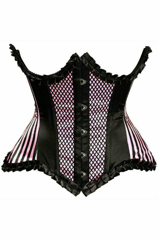 Daisy Corsets Top Drawer Pink Burlesque Underwire Curvy Cut Waist Cincher Corset - Daisy Corsets - Flyclothing LLC