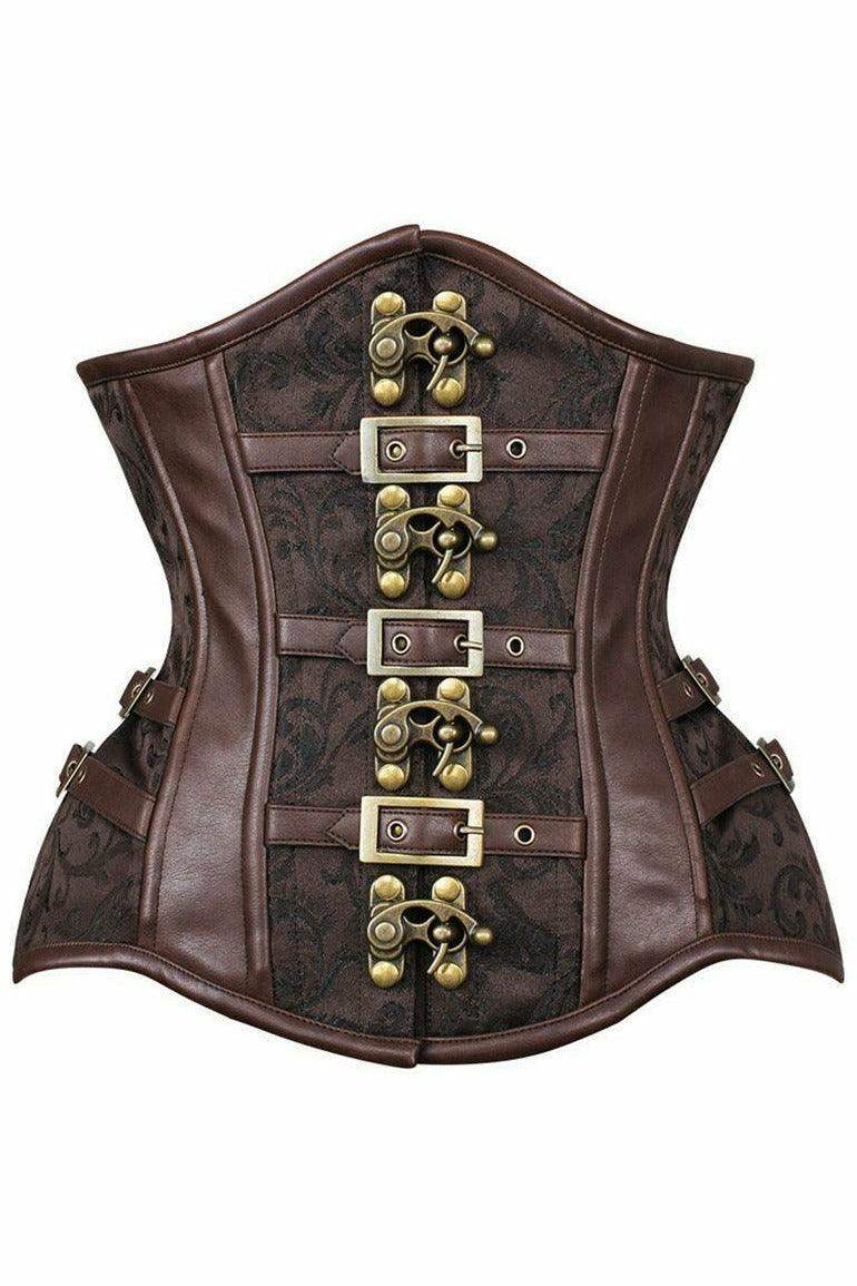 Top Drawer Brown Brocade Steampunk Steel Boned Underbust Corset - Daisy Corsets - Flyclothing LLC