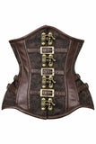 Daisy Corsets Top Drawer Brown Brocade Steampunk Steel Boned Underbust Corset - Daisy Corsets