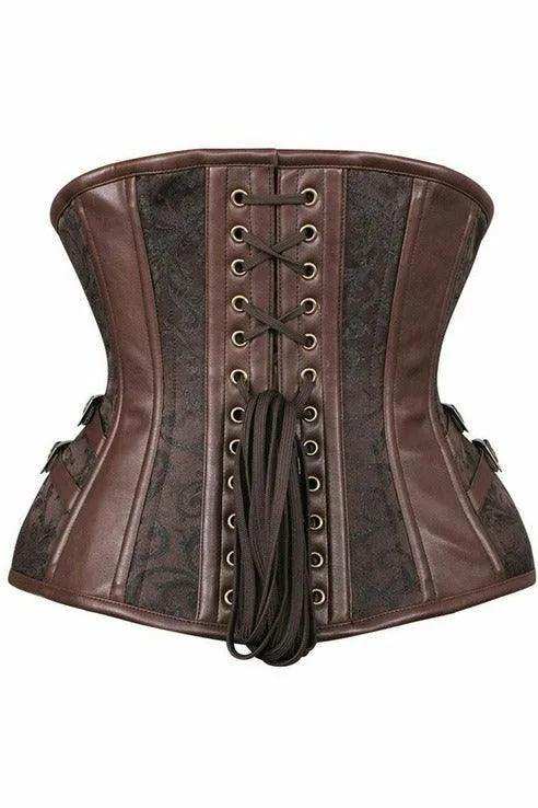 Daisy Corsets Top Drawer Brown Brocade Steampunk Steel Boned Underbust Corset - Daisy Corsets - Flyclothing LLC