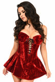 Top Drawer Dark Red Velvet Steel Boned Corset Dress - Daisy Corsets