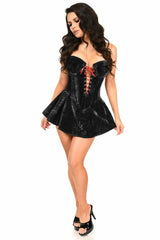 Top Drawer Black Velvet Steel Boned Corset Dress - Daisy Corsets - Flyclothing LLC