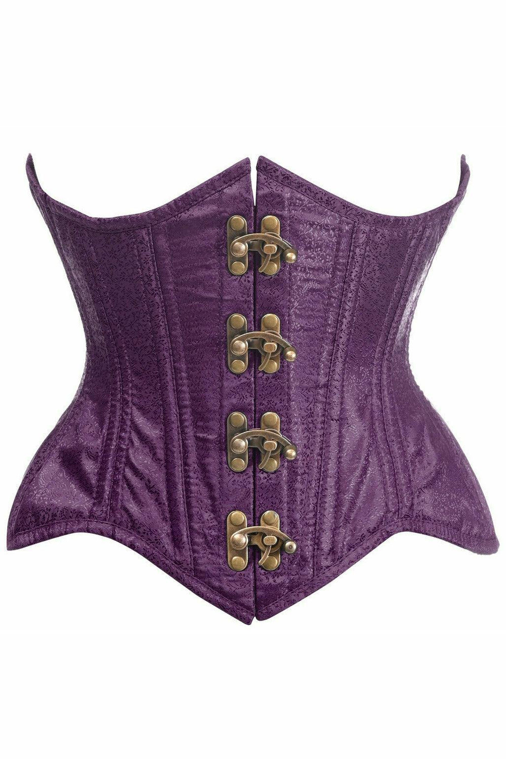 Top Drawer Double Steel Boned Plum Brocade Curvy Underbust Corset - Daisy Corsets