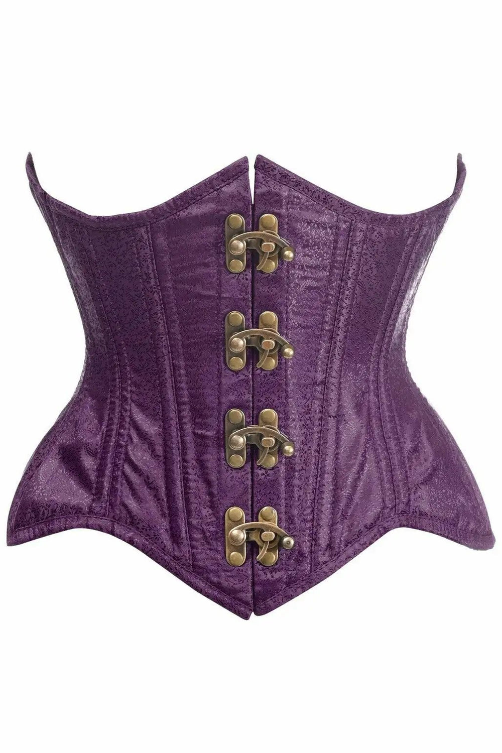 Daisy Corsets Top Drawer Double Steel Boned Plum Brocade Curvy Underbust Corset - Daisy Corsets
