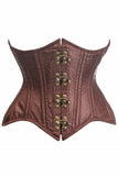 Top Drawer Double Steel Boned Brown Brocade Curvy Underbust Corset - Daisy Corsets