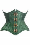 Top Drawer Double Steel Boned Green Brocade Curvy Underbust Corset - Daisy Corsets