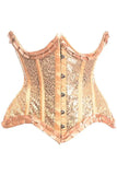 Daisy Corsets Top Drawer Gold Satin & Sequin Underwire Curvy Cut Steel Boned Waist Cincher Corset - Daisy Corsets