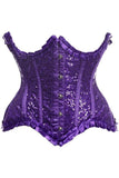 Daisy Corsets Top Drawer Purple Satin & Sequin Underwire Curvy Cut Steel Boned Waist Cincher Corset - Daisy Corsets