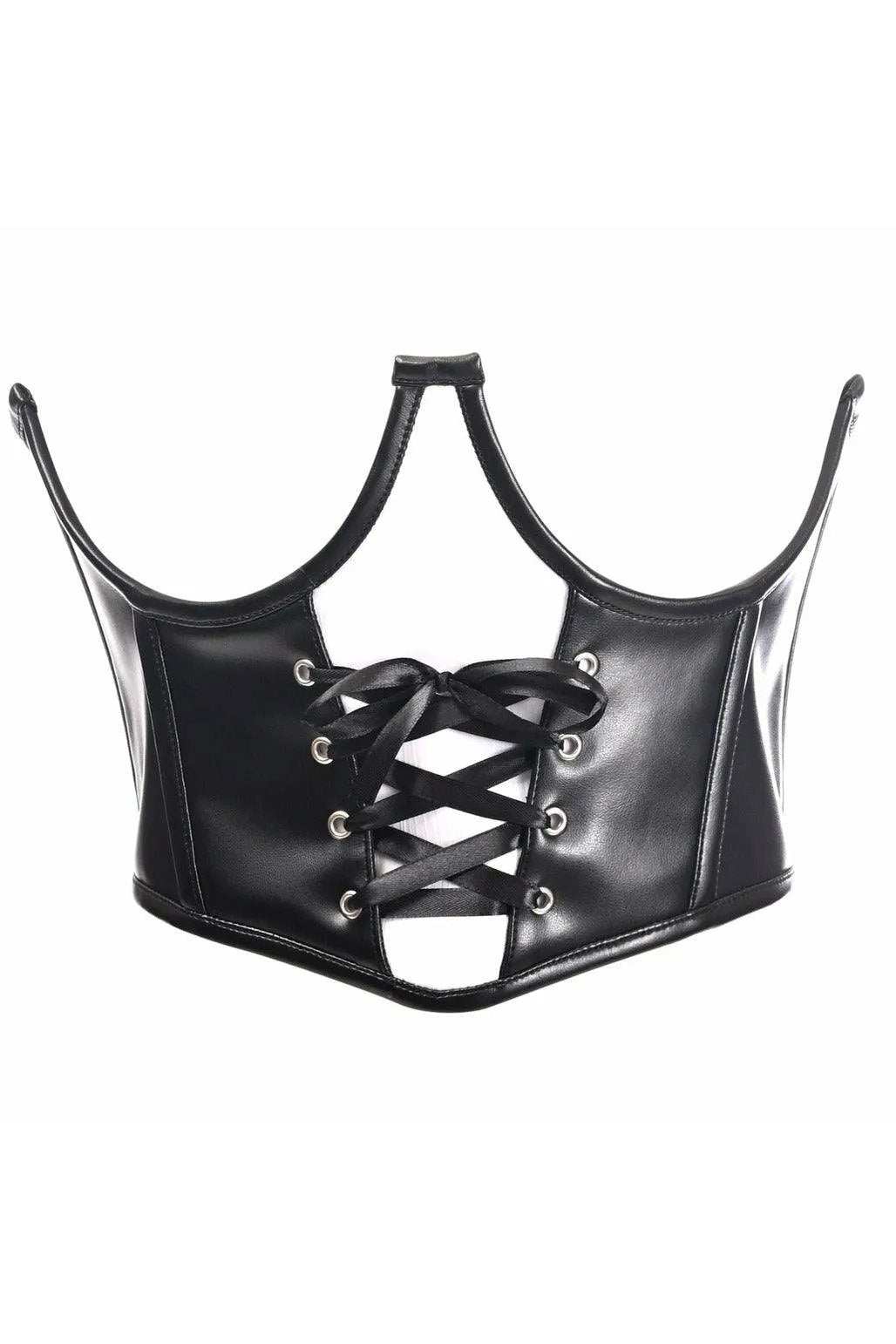 Daisy Corsets Top Drawer Faux Leather Steel Boned Lace-Up Open Cup Waist Cincher - Daisy Corsets - Flyclothing LLC