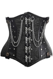 Daisy Corsets Top Drawer Black Brocade Steel Boned Underbust Corset w/Chains and Clasps - Daisy Corsets