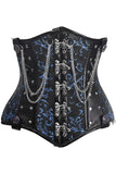 Daisy Corsets Top Drawer Black/Blue Steel Boned Underbust Corset w/Chains and Clasps - Daisy Corsets