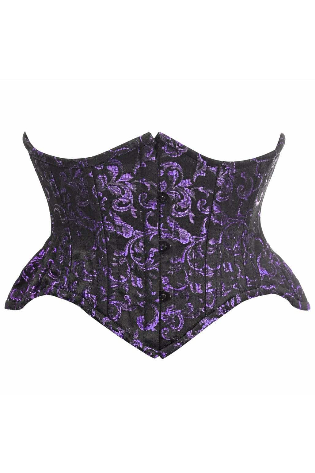 Daisy Corsets Top Drawer Black/Purple Brocade Double Steel Boned Mini Cincher Corset - Daisy Corsets - Flyclothing LLC