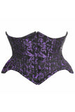 Daisy Corsets Top Drawer Black/Purple Brocade Double Steel Boned Mini Cincher Corset - Daisy Corsets