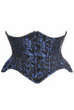 Top Drawer Black/Blue Brocade Double Steel Boned Mini Cincher Corset - Daisy Corsets